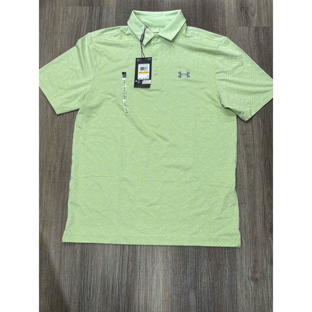 Under Armour Mens Playoff 3.0 Checkered Jacquard Polo Shirt Lime Green 1387131 S